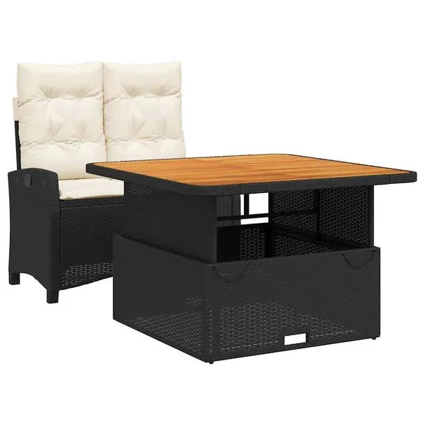 Zestaw mebli ogrodowych rattan PE, czarny, 105x66x93/105x90x83 cm