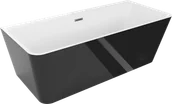 Wanny - Mexen Volta wanna wolnostojąca przyścienna 150 x 75 cm, biała/czarna, przelew gun metal szczotkowany - 51131507575-95 - miniaturka - grafika 1