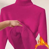 Swetry damskie - TEMU Elegancki Beżowy Sweter Damski - Przytulny z Wysokim Kołnierzem, Długie Rękawy na Jesień/Zimę, Miękki i Ciepły, Możliwość Prania w Pralce, - miniaturka - grafika 1