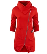 Bluzy damskie - Cienka długa bluza ze skośnym suwakiem i kominem BEATA - miniaturka - grafika 1