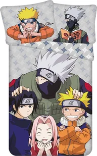 Bawełniana pościel dziecięca jednoosobowa 140x200 cm Naruto "Grey" – Jerry Fabrics - Pościel dla dzieci - miniaturka - grafika 1