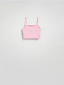 Koszulki i topy damskie - Reserved - Krótki top na ramiączkach - różowy - miniaturka - grafika 1