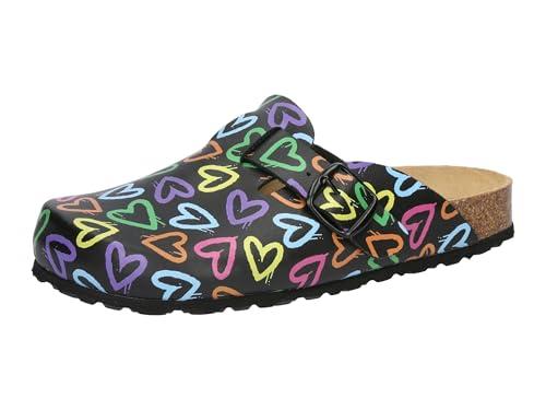 Lico Bioline Clog Print klapki damskie, czarne, 36 EU, czarny, 36 EU