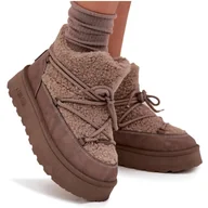 Kozaki damskie - Śniegowce Damskie Na Platformie Z Futerkiem Typu Baranek Big Star SS274112 Brązowe-39 - miniaturka - grafika 1