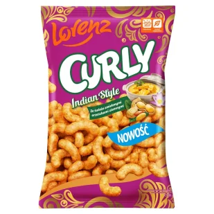 Lorenz Curly Chrupki kukurydziane ze świeżo zielonymi orzeszkami ziemnymi o smaku curry 100 g - Chrupki - miniaturka - grafika 1