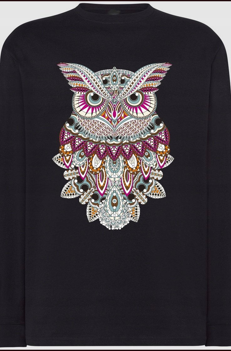Longsleeve Męski Modna Sowa Kolor Nadruk Rozm.M