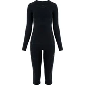 Bielizna sportowa damska - VIKING Bielizna damska Gaja 3/4 Set Bamboo czarna - miniaturka - grafika 1