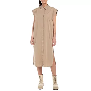 Sukienki - Replay Damska sukienka W9010, 616 jasnobrązowa, L, 616 jasnobrązowy, L - grafika 1