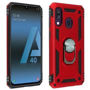 Etui i futerały do telefonów - Samsung Galaxy A40 Etui Bi Material Sztywne Miękkie Magnetyczne Podstawka z Pierścieniem Czerwone - miniaturka - grafika 1