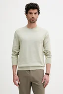 Swetry męskie - Calvin Klein sweter bawełniany męski kolor beżowy lekki LV040BM343 - miniaturka - grafika 1