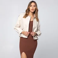 Kurtki damskie - Damska kurtka z ekoskóry oversize z dużymi kieszeniami - miniaturka - grafika 1