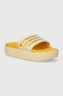 Klapki i japonki damskie - adidas klapki damskie kolor żółty na platformie IF3422 - miniaturka - grafika 1