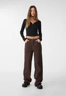 Spodnie damskie - Stradivarius Jeansy baggy w panterkę Brązowy 36 - miniaturka - grafika 1