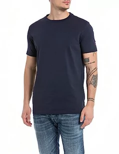 Replay Męski T-shirt z krótkim rękawem okrągły dekolt Basic, niebieski (Deep Blue 088), XXL, Deep Blue 088, XXL - Koszulki męskie - miniaturka - grafika 1