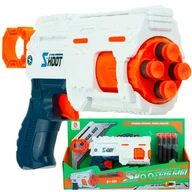 Zabawki militarne - PISTOLET WYRZUTNIA STRZAŁEK NA PIANKOWE STRZAŁKI + 8 NABOI NABOJE NERF - miniaturka - grafika 1