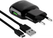Ładowarki do telefonów - PURO Travel Fast Charger - Ładowarka sieciowa + kabel USB-C 1m (czarny) FCMTCUSBCUSB31BLK - miniaturka - grafika 1