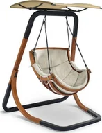 Fotele ogrodowe wiszące - Elior Beżowy fotel wiszący z daszkiem - Pasos 3X - miniaturka - grafika 1