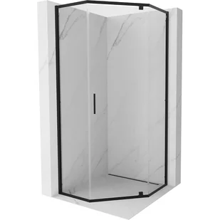 Mexen Exo kabina prysznicowa pięciokątna uchylna 80 x 80 cm, transparent, czarna - 812-080-080-70-00 - Kabiny prysznicowe - miniaturka - grafika 1