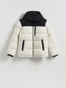 Kurtki męskie - Reserved - Kurtka sherpa puffer - złamana biel - miniaturka - grafika 1