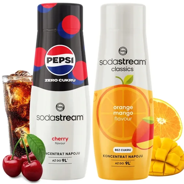 Koncentraty do Saturatora SodaStream: Pepsi MAX Cherry + Pomarańcza Mango