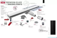 Syfony - Wiper New Premium Black Glass Odpływ liniowy z kołnierzem 70 cm poler syfon snake 500.0383.01.070 | Darmowa dostawa - miniaturka - grafika 1