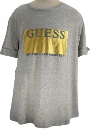 GUESS T-SHIRT DAMSKI BŁYSZCZĄCY SZARY S 0_7