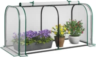 Szklarnie ogrodowe - COSTWAY mini szklarnia 2w1, foliowa osłona PE do podniesionego łóżka, odporna na warunki atmosferyczne szklarnia ze zwijanymi drzwiami na zamek błyskawiczny 118x55x60cm biała - miniaturka - grafika 1