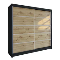 Szafy - Szafa z drzwiami przesuwnymi Talin IV, Czarny / Dąb Artisan - miniaturka - grafika 1