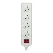 Przedłużacze i rozgałęźniki - Listwa przedłużacza z wyłącznikiem, 4 gniazda, biała - miniaturka - grafika 1