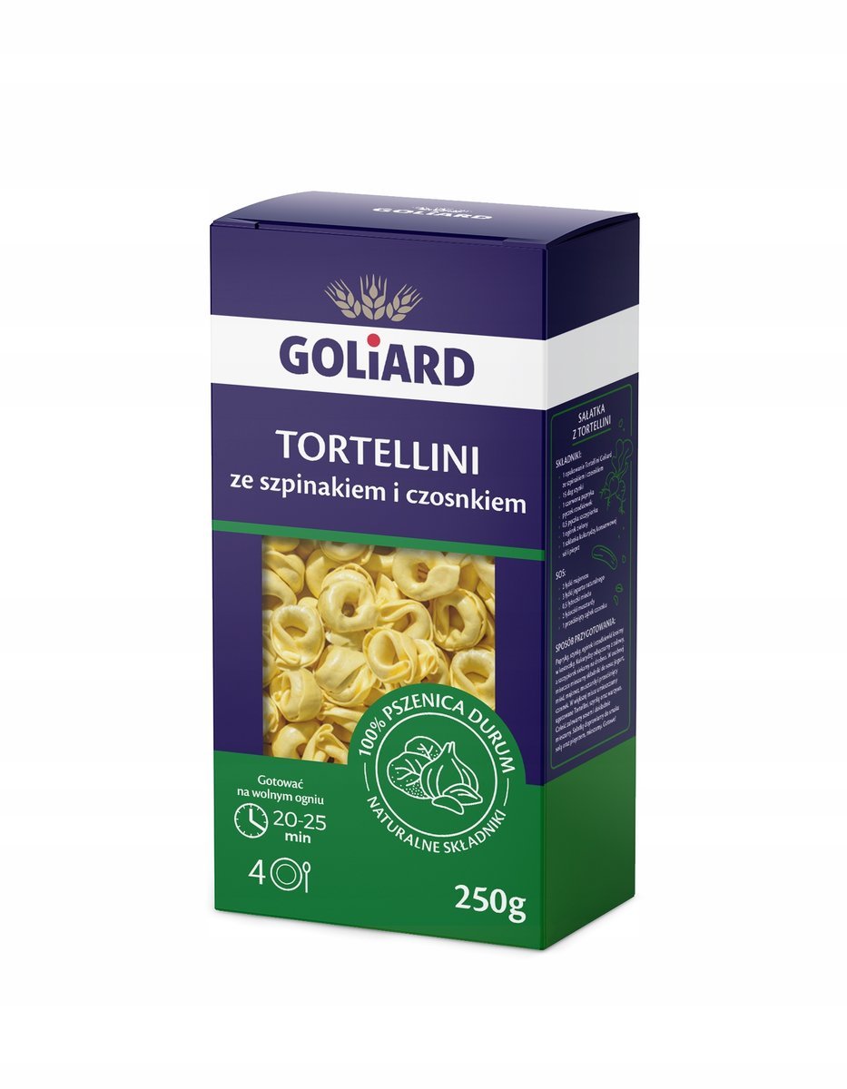 MAKARON TORTELLINI GOLIARD ZE SZPINAKIEM I CZOSNKIEM 250 g