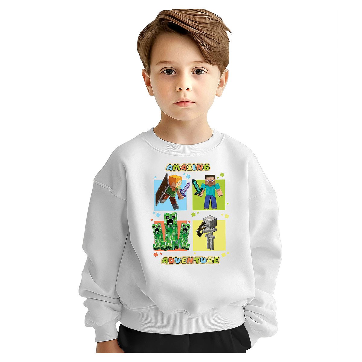 BLUZA DZIECIĘCA MŁODZIEŻOWA MINECRAFT 134-140 WZORY PREZENT JAKOŚĆ
