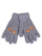 Rękawiczki dla dzieci - Rękawiczki Chłopięce Pięciopalczaste Dwuwarstwowe Szary Melanż Z Autem 20 Cm - miniaturka - grafika 1