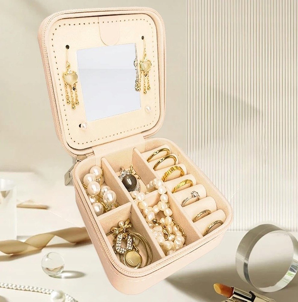 PUDEŁKO 10X10X5CM RÓŻOWE PODRÓŻNE MINI ORGANIZER ETUI SZKATUŁKA
