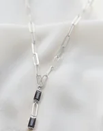 Naszyjniki - Naszyjnik srebrny z czarnymi cyrkoniami - miniaturka - grafika 1