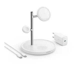 Anker MagGo Magnetic Wireless Charger Stand 15W Biały - Kup na Raty - - Ładowarki do telefonów - miniaturka - grafika 1