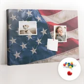 Tablice i flipcharty - Szkolna Tablica korkowa 60x40 cm, Kolorowe Pinezki, wzór Amerykańska flaga - miniaturka - grafika 1