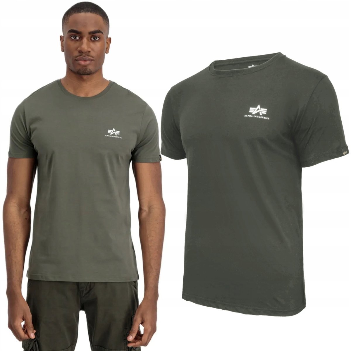 Koszulka Alpha Industries Small Logo Basic 188505 142 Ciemnooliwkowa S