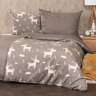 4Home Pościel flanelowa Happy reindeer, 140x200 cm, 70x90 cm - Pościel - miniaturka - grafika 1