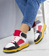 Botki damskie - Czarno-czerwone sneakersy za kostkę Elizabeth-38 - miniaturka - grafika 1