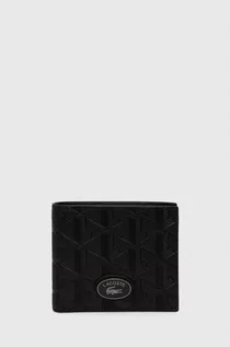 Portfele - Lacoste portfel skórzany męski kolor czarny - grafika 1