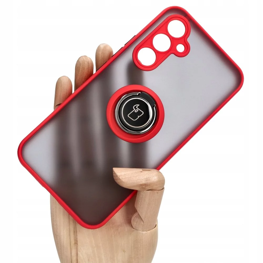 Bizon Etui Case Hybrid Ring do Galaxy A54 5G, czerwone