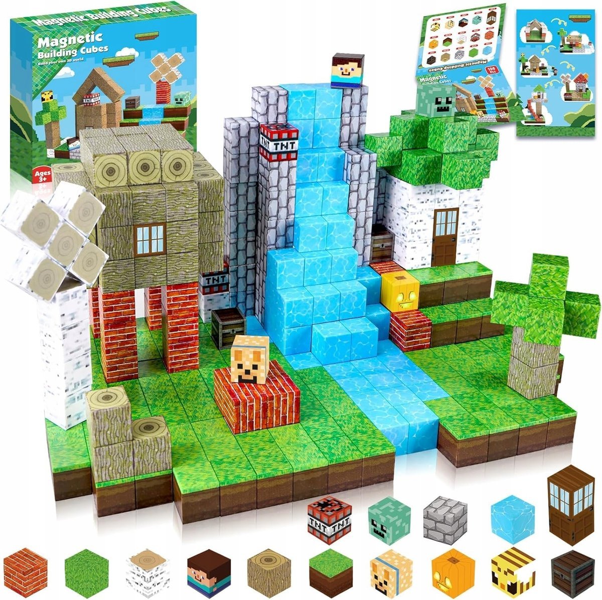 TOYUNITED Magnetyczne Klocki Montessori Zestaw 100 Elementów Dla Dzieci