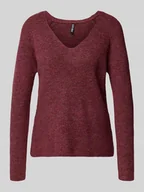 Swetry damskie - Sweter z dzianiny o kroju regular fit z prążkowaną fakturą model ‘ELLEN’ - miniaturka - grafika 1