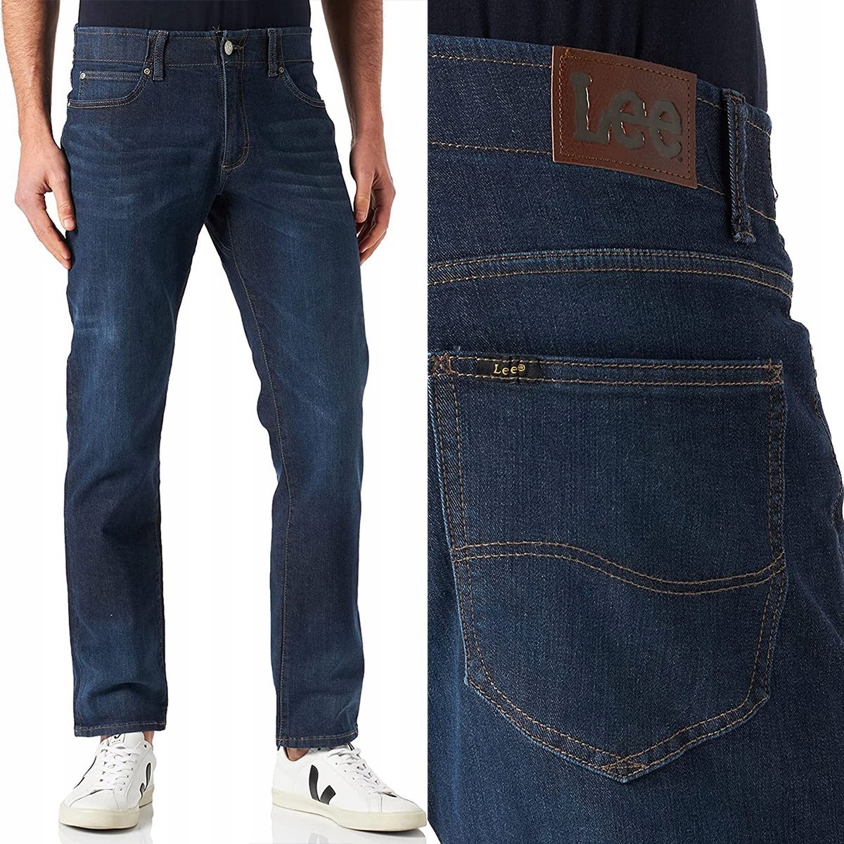 Lee STRAIGHT FIT Extreme Motion wygodne proste spodnie jeansowe W38 L34