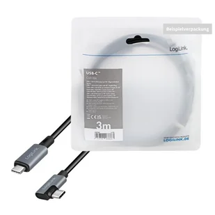 LogiLink USB-C 2.0m kątowy czarny - Kable USB - miniaturka - grafika 1