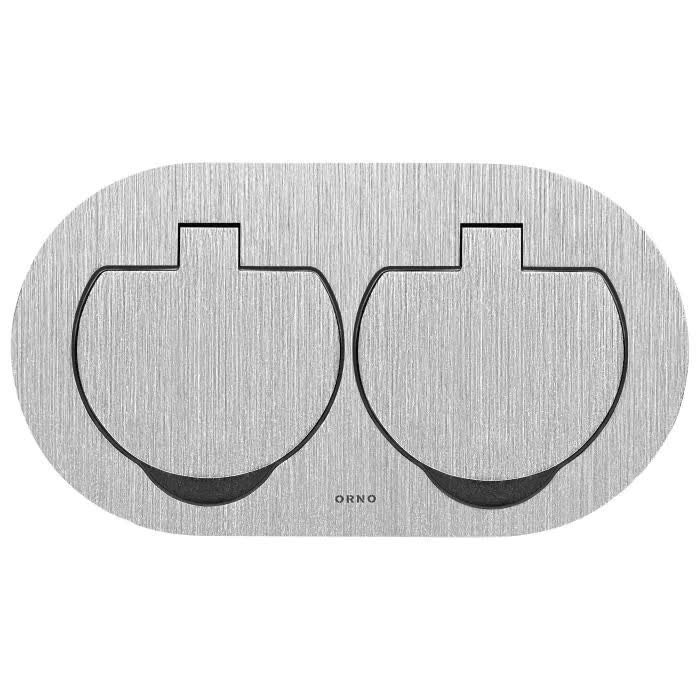 Zewnętrzne gniazdo podwójne podtynkowe Kontakt owalny srebrny IP55 OR-GM-9046/G ORNO