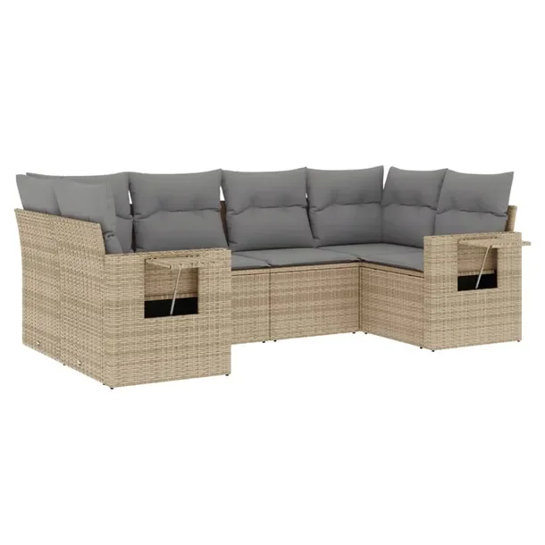 Zestaw mebli ogrodowych modułowych beżowy rattan PE, wymiary 62x62x69 cm