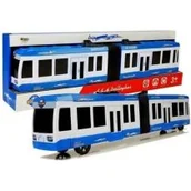 Samochody i pojazdy dla dzieci - Autobus przegubowy z napędem frykcyjnym niebieski Leantoys - miniaturka - grafika 1