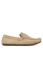 Mokasyny męskie - Tommy Hilfiger Mokasyny Casual Hilfiger Suede Driver FM0FM04998 Beżowy - miniaturka - grafika 1