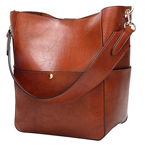 Molodo Damska torebka, skóra PU, wiadro, portfel i torebki, średniej wielkości torba na ramię, portmonetka hobo, designerska, torba na ramię, brązowy, XL